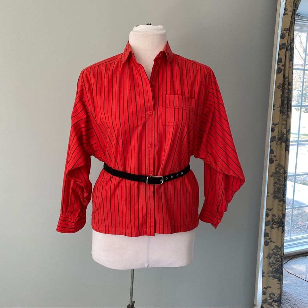 Red & Black Striped Blouse by Positive Image